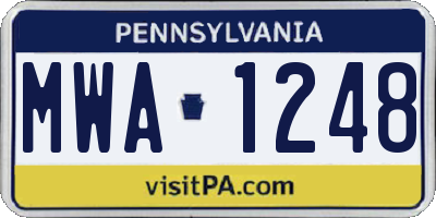 PA license plate MWA1248