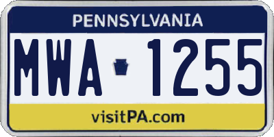 PA license plate MWA1255