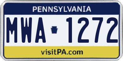 PA license plate MWA1272