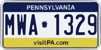 PA license plate MWA1329