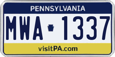 PA license plate MWA1337