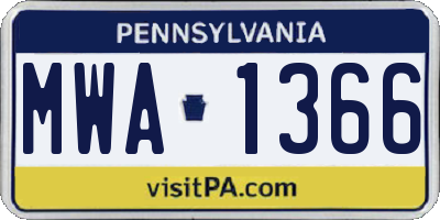 PA license plate MWA1366