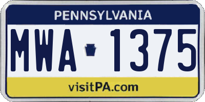PA license plate MWA1375