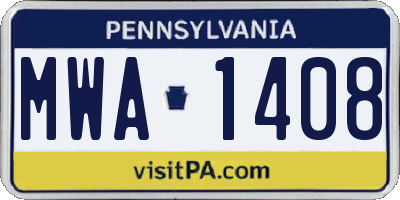 PA license plate MWA1408