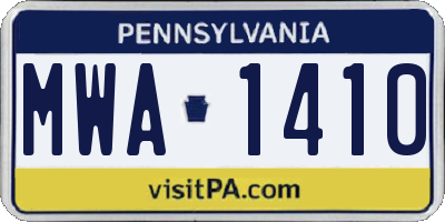 PA license plate MWA1410