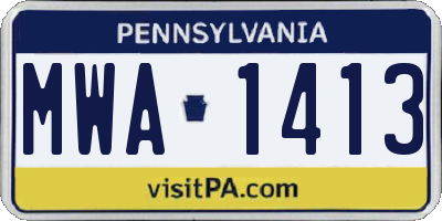 PA license plate MWA1413