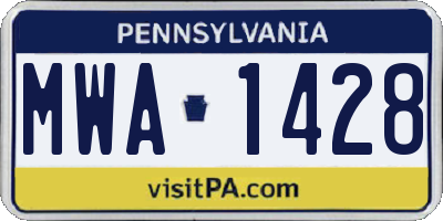 PA license plate MWA1428