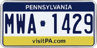 PA license plate MWA1429