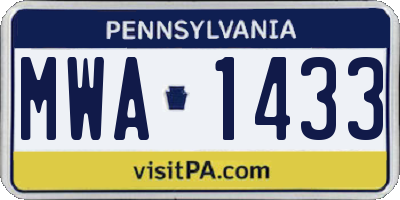 PA license plate MWA1433