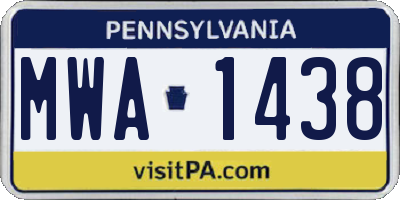 PA license plate MWA1438