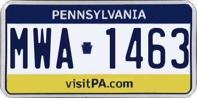 PA license plate MWA1463