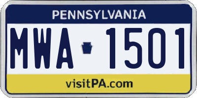 PA license plate MWA1501