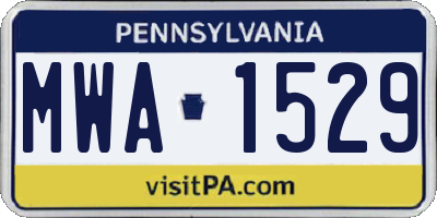 PA license plate MWA1529
