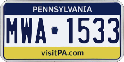 PA license plate MWA1533