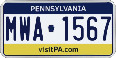 PA license plate MWA1567