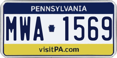 PA license plate MWA1569
