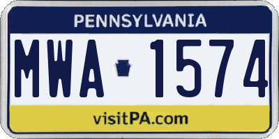 PA license plate MWA1574