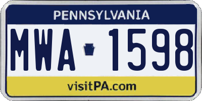 PA license plate MWA1598