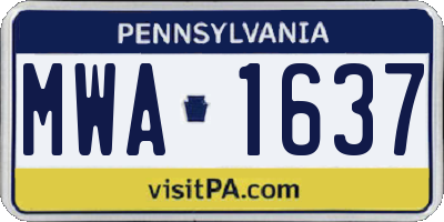 PA license plate MWA1637