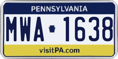 PA license plate MWA1638
