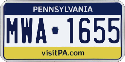 PA license plate MWA1655