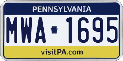 PA license plate MWA1695