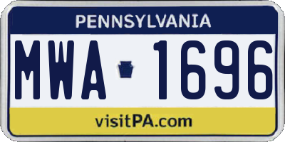 PA license plate MWA1696