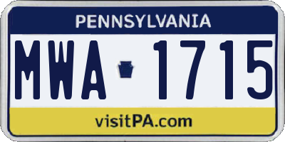 PA license plate MWA1715