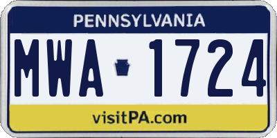 PA license plate MWA1724
