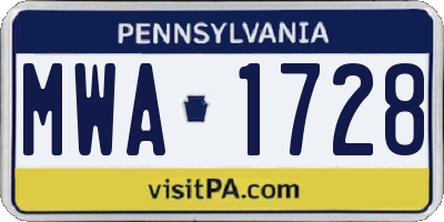 PA license plate MWA1728