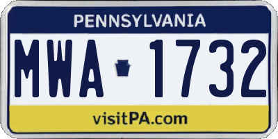 PA license plate MWA1732