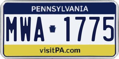 PA license plate MWA1775