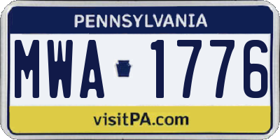 PA license plate MWA1776
