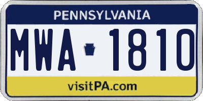 PA license plate MWA1810