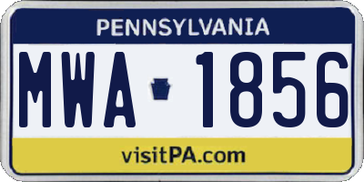 PA license plate MWA1856