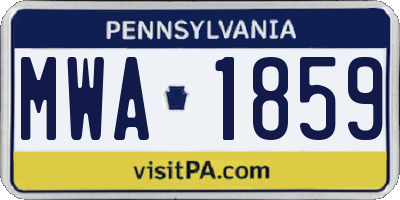 PA license plate MWA1859