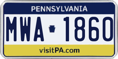 PA license plate MWA1860