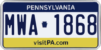 PA license plate MWA1868