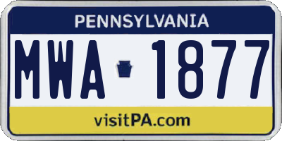 PA license plate MWA1877