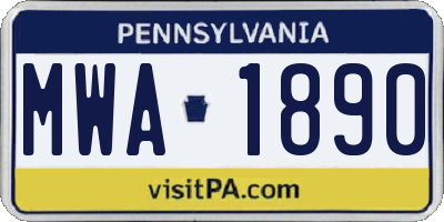 PA license plate MWA1890