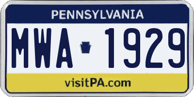 PA license plate MWA1929