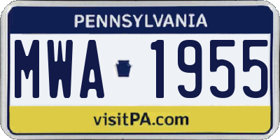 PA license plate MWA1955
