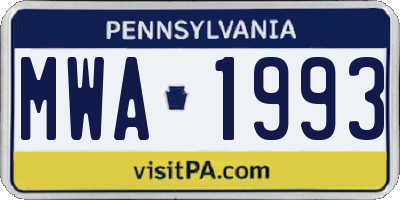 PA license plate MWA1993