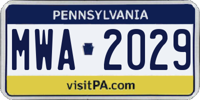 PA license plate MWA2029