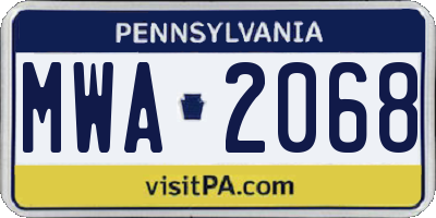 PA license plate MWA2068