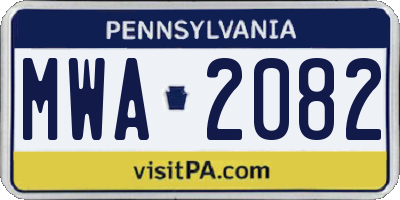 PA license plate MWA2082