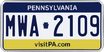 PA license plate MWA2109
