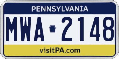 PA license plate MWA2148