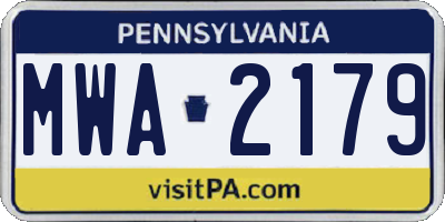 PA license plate MWA2179