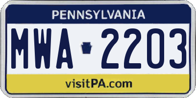 PA license plate MWA2203